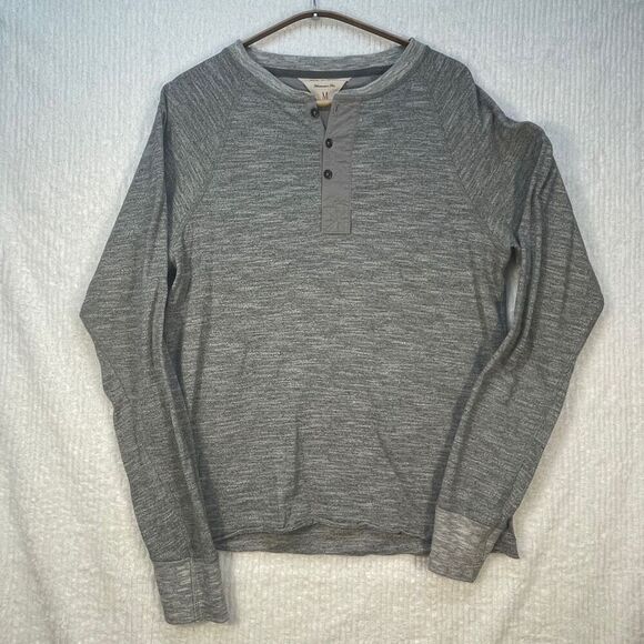 Rag & Bone Heather Gray Henley Long Raglan Sleeve Slim Fit Top Size Medium - Picture 1 of 9